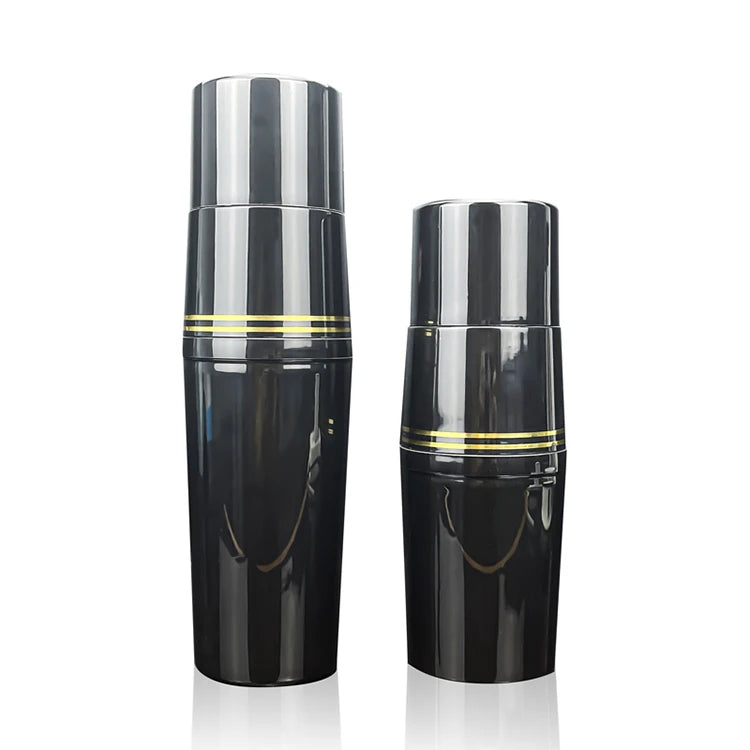 BORUI 240ml/400ml PP Plastic Black Dual Chamber Double Pump Bottle for Face Mask Skin Care Serum & Shampoo