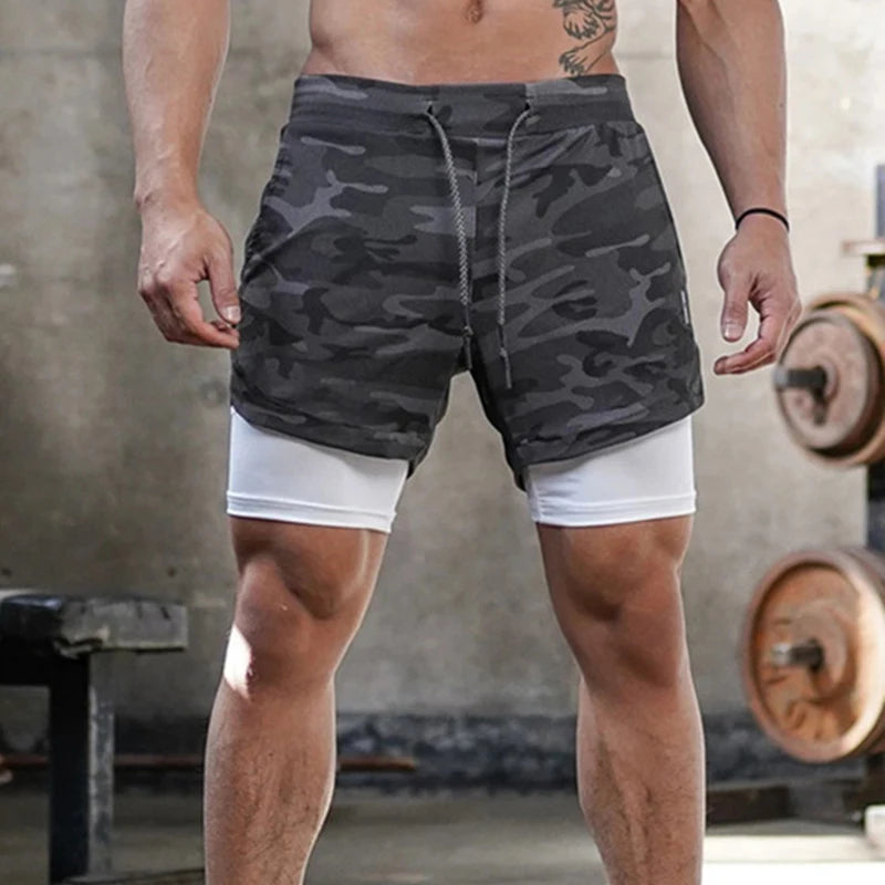 Pantalones Cortos Deportivos Para Hombre Blank Custom Logo 2 in 1 Lined Athletic Sports Mesh Jogger Pants Gym Men Running Shorts