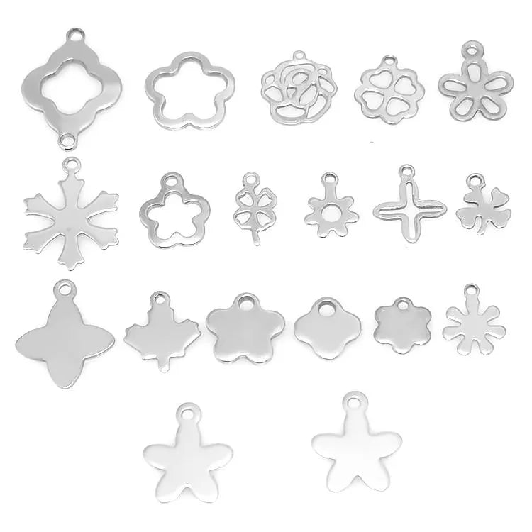 Jewelry Making Accessories Crimp & End Beads Stainless Steel Flower Charm Pendant