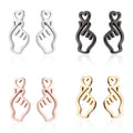 Lovely Non Tarnish PVD Plated 18K Gold Silver Women Stainless Steel Finger Heart Stud Earring Jewelry