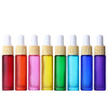 10ml Gradient/ombre Matte rainbow Glass Dropper Bottle With Wood Grain Cap Perfume/essential Oil Bottle