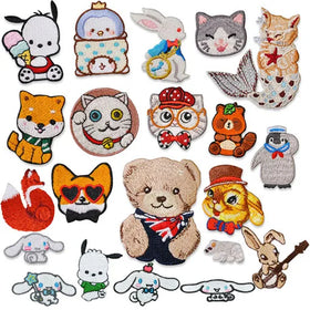 Iron on Exqusit Embroidery Cartoon Cute Animal Dog Cat Bear Penguin Rabbit Patch for Clothes Bag Decoration