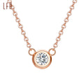 Dainty Bezel Setting Pendant Pure 18k Gold Necklace Round Shape Bezel 18k Real Gold Chain Real Gold Jewelri