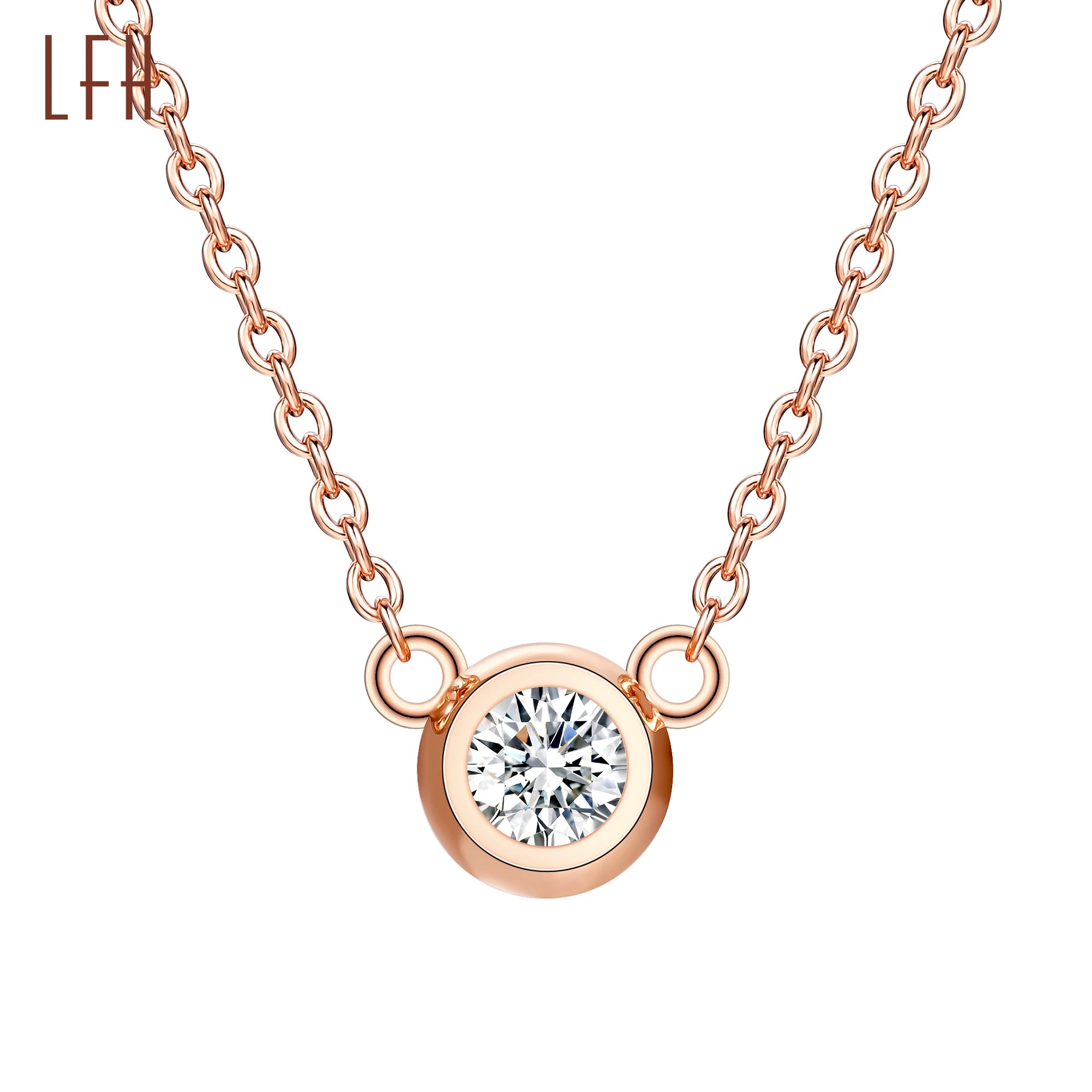 Dainty Bezel Setting Pendant Pure 18k Gold Necklace Round Shape Bezel 18k Real Gold Chain Real Gold Jewelri