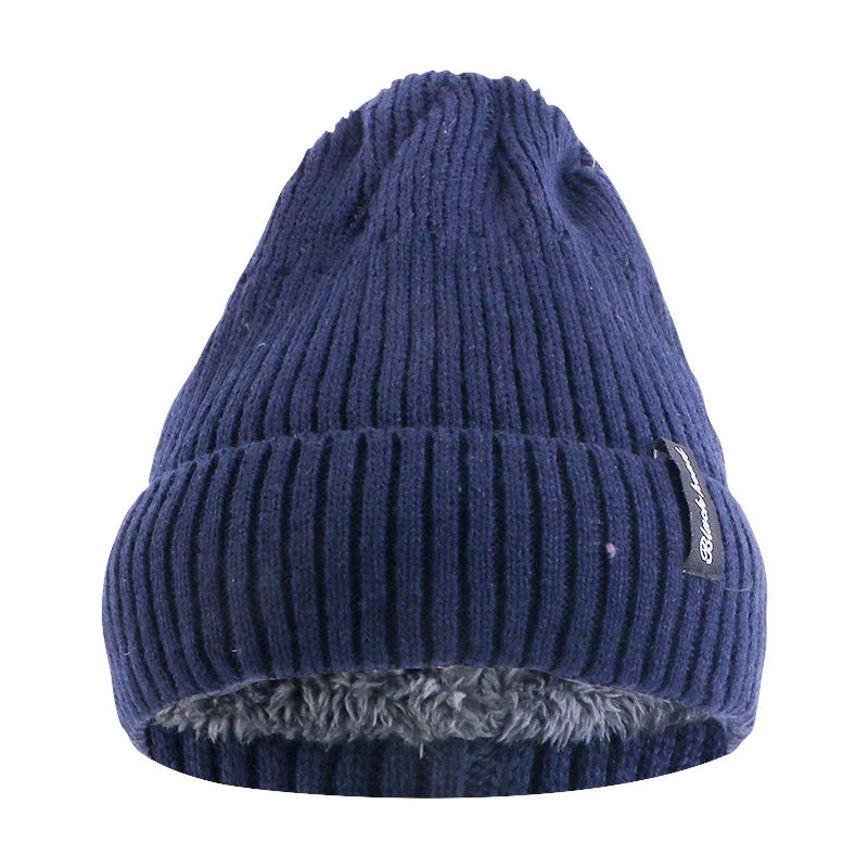 Wholesale Custom Logo Slouchy Beanie Winter Hats Cool Beanies Knit Warm Plush Lining Thick Stocking Acrylic Hat for Men Women