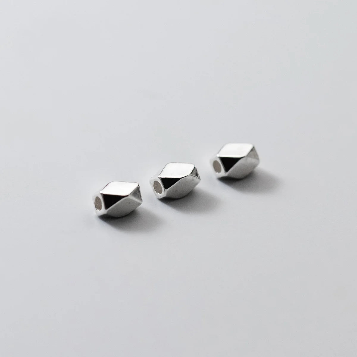 5*3mm Tube Faceted Beads 925 Sterling Silver Diamond Cut Beads for Bracelet Necklace Making Finding