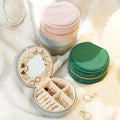New Design Small Cute Round Velvet Travel Jewelry Case Organizer Luxury Portable Leather Jewellery Gift Box