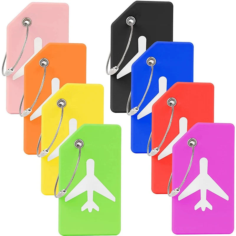 Custom Portable Privacy Protection Travel Silicone Luggage Tag for Suitcase with Stainless Loop