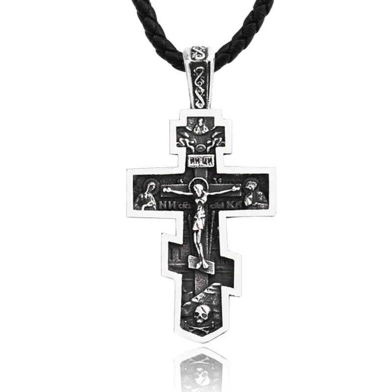 SS8-1228P Steel Soldier Men's Christian Stainless Steel Christ Jesus Pendant Eastern Orthodox Cross Pendant  Necklace Jewelry