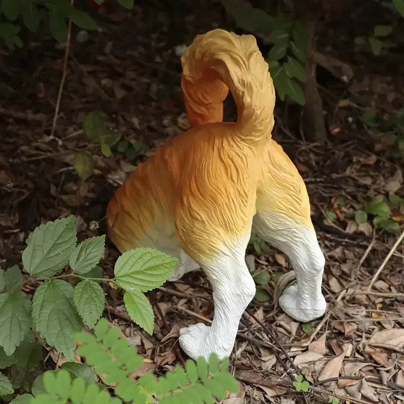 Yellow White Dog Resin Crafts Christmas Resin Molds Hand-painted Fashion Garden Ornaments Textured Fur Playful Digging Pose