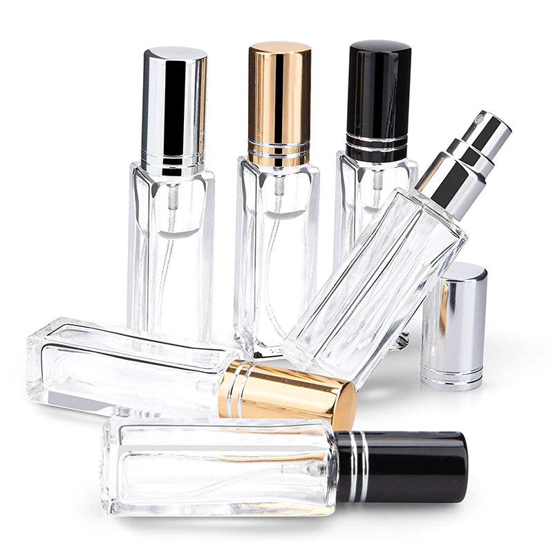 Popular Sale 15ml Transparent Glass Spray Empty Perfume Bottle 20ml Nail Polish Oil with Pump Sprayer Screen Printing