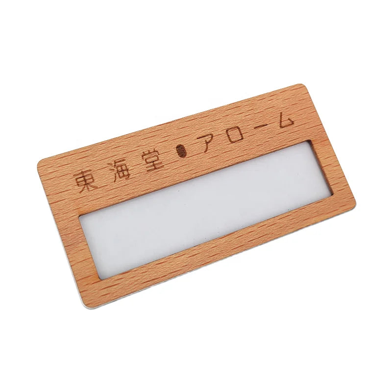 Wooden Window Name Badge with Bamboo Decoration - European Folk Art Style Business Gift Factory Price & Custom Logo