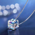 SC New Trend Geometric Square Pendant Necklace Fashion  Austrian Aurora Crystal Pendant Necklace for Women Gift