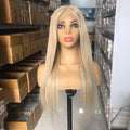 Top Quality Transparent Lace Blonde Color Long Straight European Cuticle Aligned Hair HD Full Lace Wigs