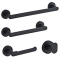 4-Piece Bathroom Accessory Set 304 Stainless Steel Towel Rack Toilet Paper Roll Tissue Holder Black Heater Feature for Hotels
