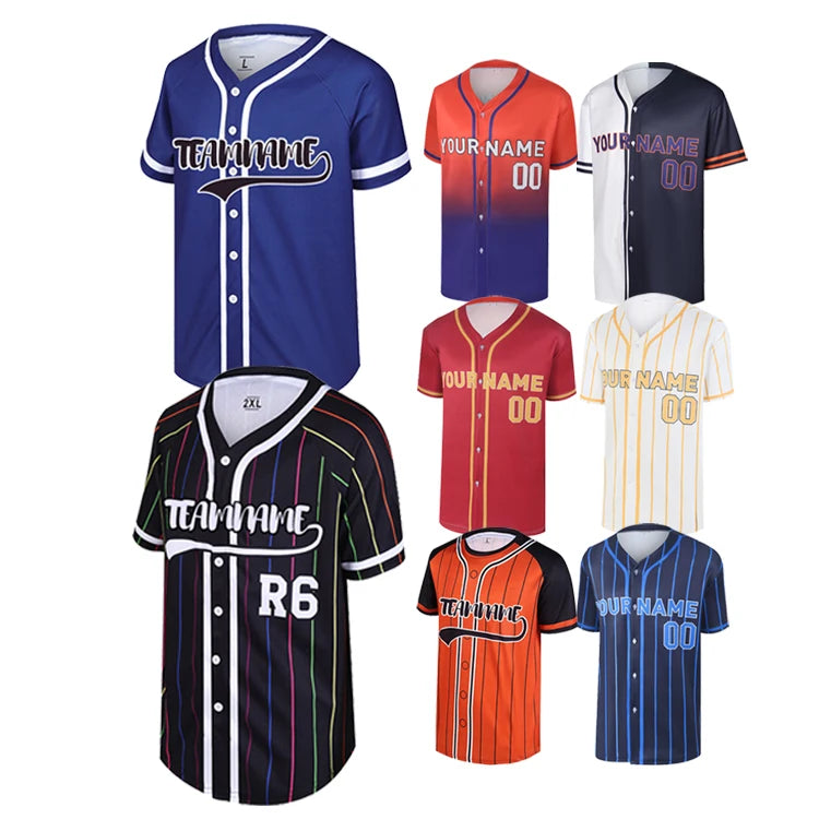Custom Wholesale Sublimation Team Wear Baseball Uniform Button Down Custom Baseball Shirts Hip Hop Sportswear Baseball Jersey