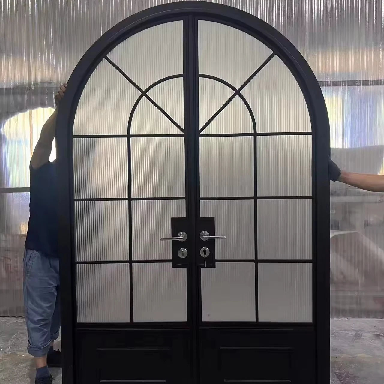 TOMA Custom Designed Exterior Iron Entry Doors Forged Iron French Glass Door  Other Doors Product Type