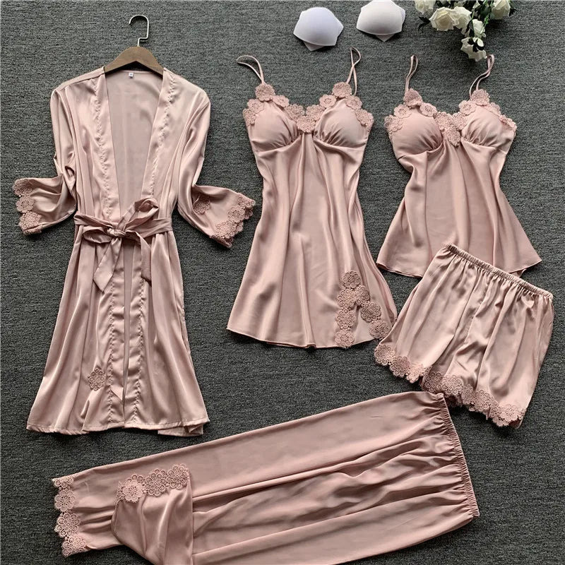 Manufacturer Customization Hot New Retail Products Four Pieces Sets Women Homewear Bridal Robe Bathrobe