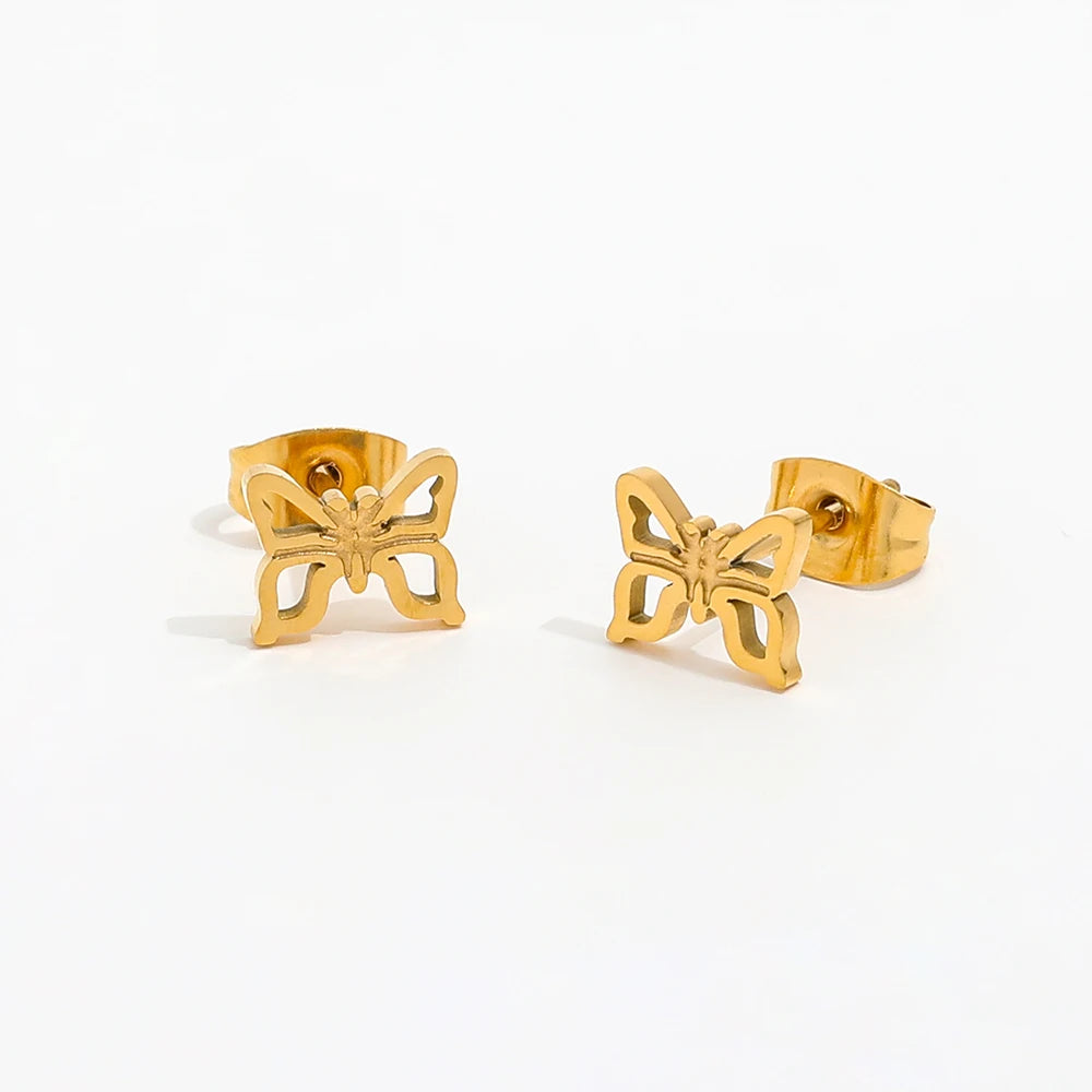 Joolim Jewelry 18K Gold Plated Mini Butterfly Stud Earrings Delicate Stainless Steel Jewelry Wholesale MegaBDM