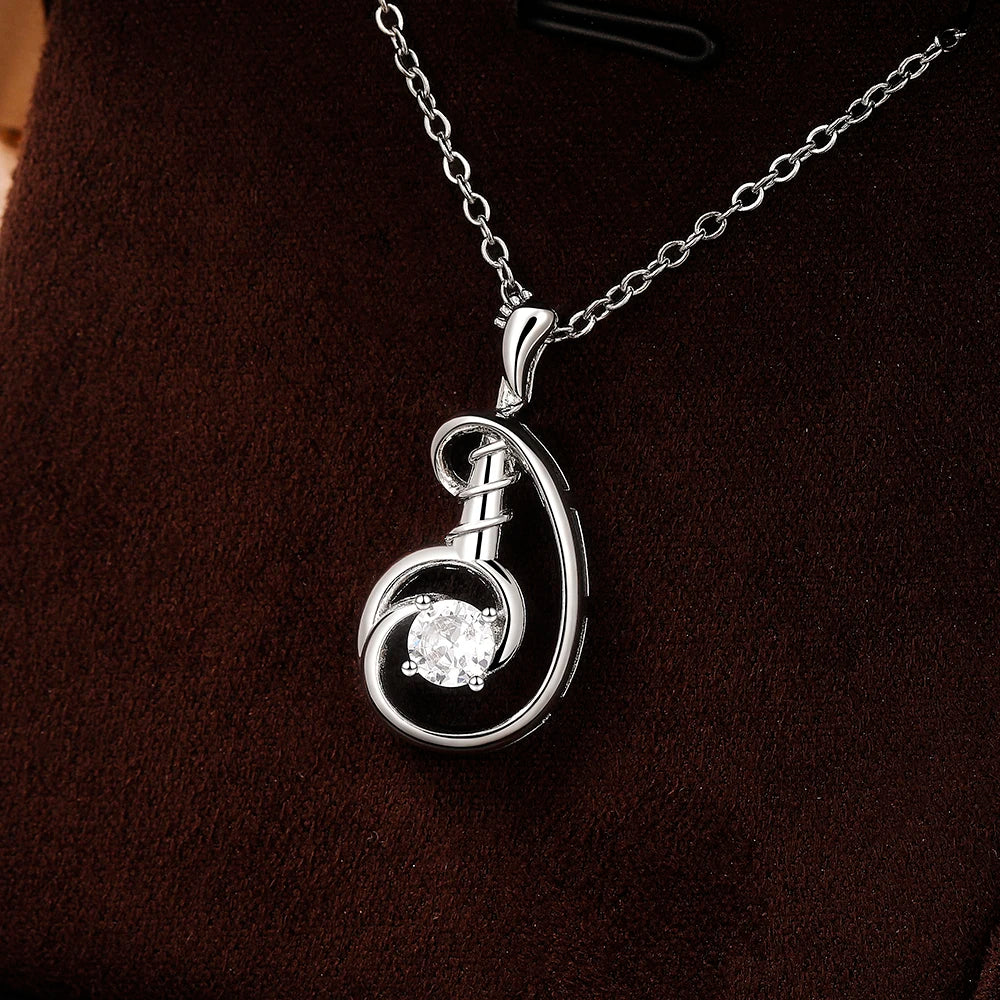 CAOSHI Customized Note Shaped Chain Wholesale Romantic 925 Silver Plated Cubic Zirconia Women Pendant for Necklaces