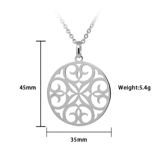PSA-1030 Round Big Plain Blank Hollow Circle Ladies Sterling Silver 925 Jewellery Pendant for Women Necklace