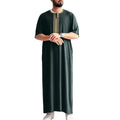 2024 Embroidered Traditional Men Jalabiyas Jubbah Navy Blue Muslim Men's Thobe Islamic Clothing Ramadan Thobe Robe