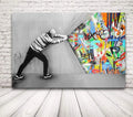 JZ  Home Decor Behind the Curtain Picture Stretched and Framed Street Art Poster Print Pop Art Painting Canvas Graffiti Wall Art