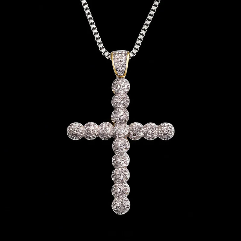 925 Silver Bling CZ Diamond Streetwear Hip Hop Iced Out Cross Pendant for Daily Wear