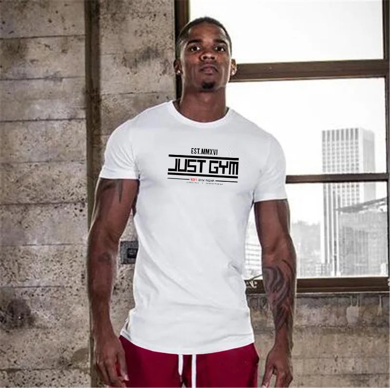 Mens T-shirts Printed Muscle Stringer Shirt Bodybuilding Jogger Workout Fitness Running T Shirts Cotton O-Neck Shirt for Men