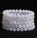 Grade AA Brilliant Natural Moonstone Bracelet Blue Light Moon Stone Crystal Round Beads Gemstone Stretch Jewelry