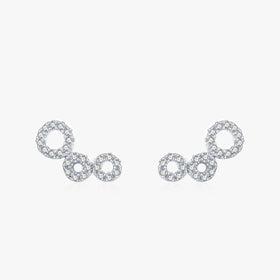 Ailmay Authentic 925 Sterling Silver Simple Exquisite Round Stud Earrings Sparkling Zircon Fine Female Fashion Jewelry