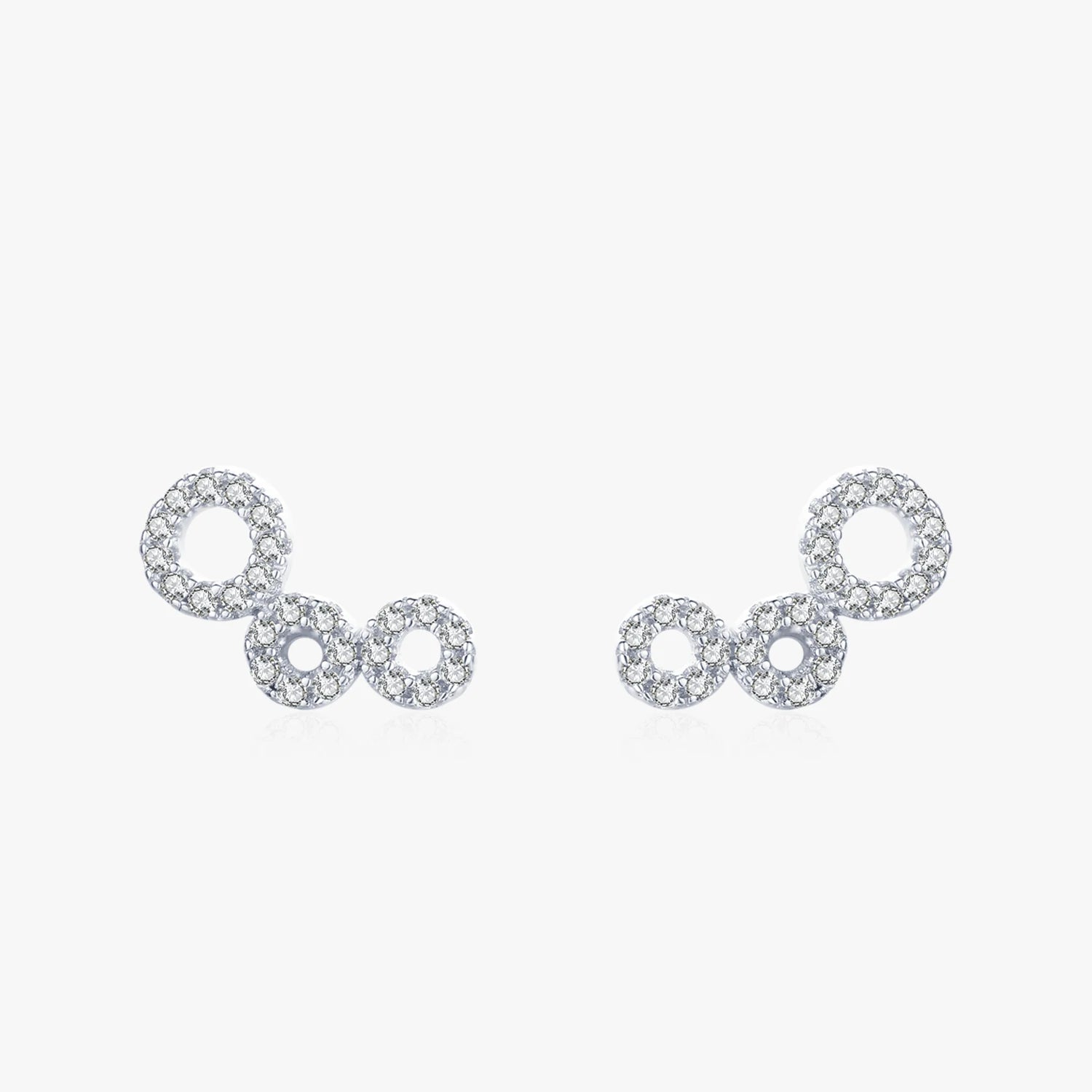 Ailmay Authentic 925 Sterling Silver Simple Exquisite Round Stud Earrings Sparkling Zircon Fine Female Fashion Jewelry