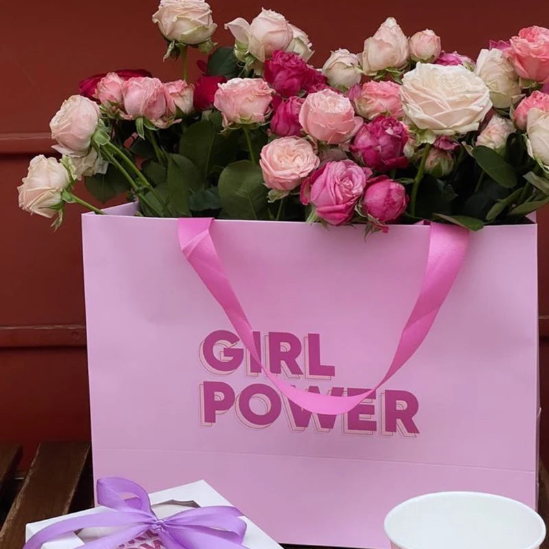Custom Printed logo Eco-friendly Fashion Shopping Clothing Gift Pink Paper Bag