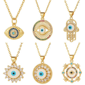 Hot Sale Popular Multi-color Drip Oil Accessories Shiny Zirconia Necklace Evil Devil Eye Pendant Necklace Gifts for Women
