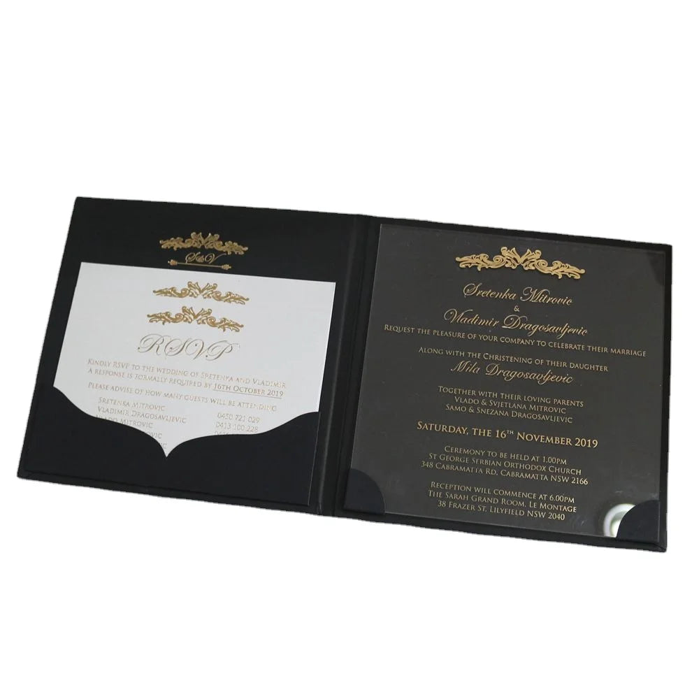 15*15CM Custom Made Booklet Wedding Invitations Acrylic Template Engagement Party Invitation Card for Sale RSVP Card