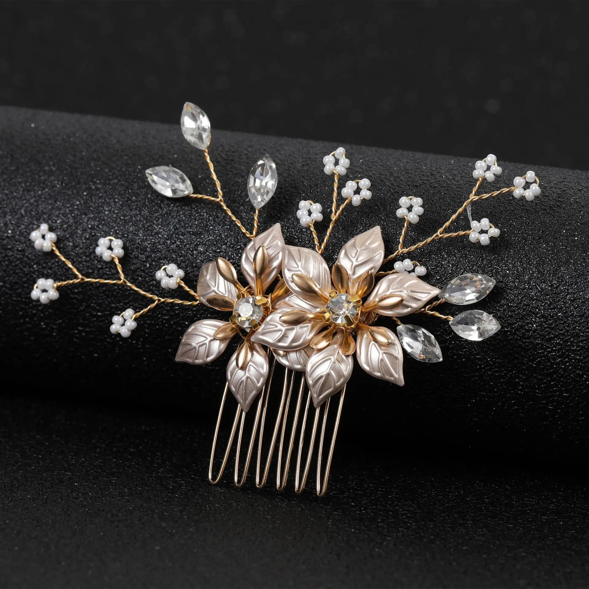 ML1763 Fashion Gold Flower Hair Comb Bridal Handmade Hair Comb Wedding Hair Accessories