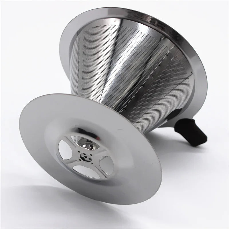 Manual Reusable Stainless Steel Pour Over Dripper Paperless Design with Mesh Filter Coffee Tea-Eco-Friendly Pour Coffee Maker