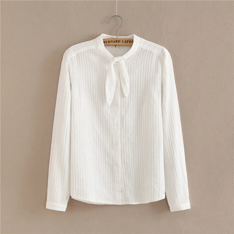 Cotton Shirt White Blouse 2024 Spring Autumn Blouses Shirts Women Long Sleeve Casual Tops Solid Pocket Blusas