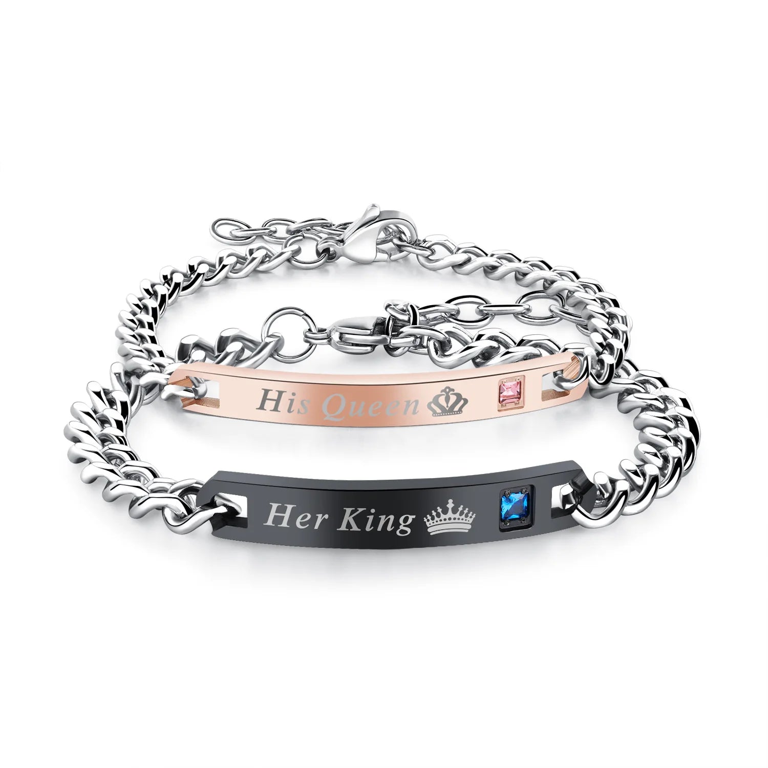 Timeless Stainless Steel Love Couples Bracelet Men Women Zircon Link Chain Lover Bracelet for Valentine Gift