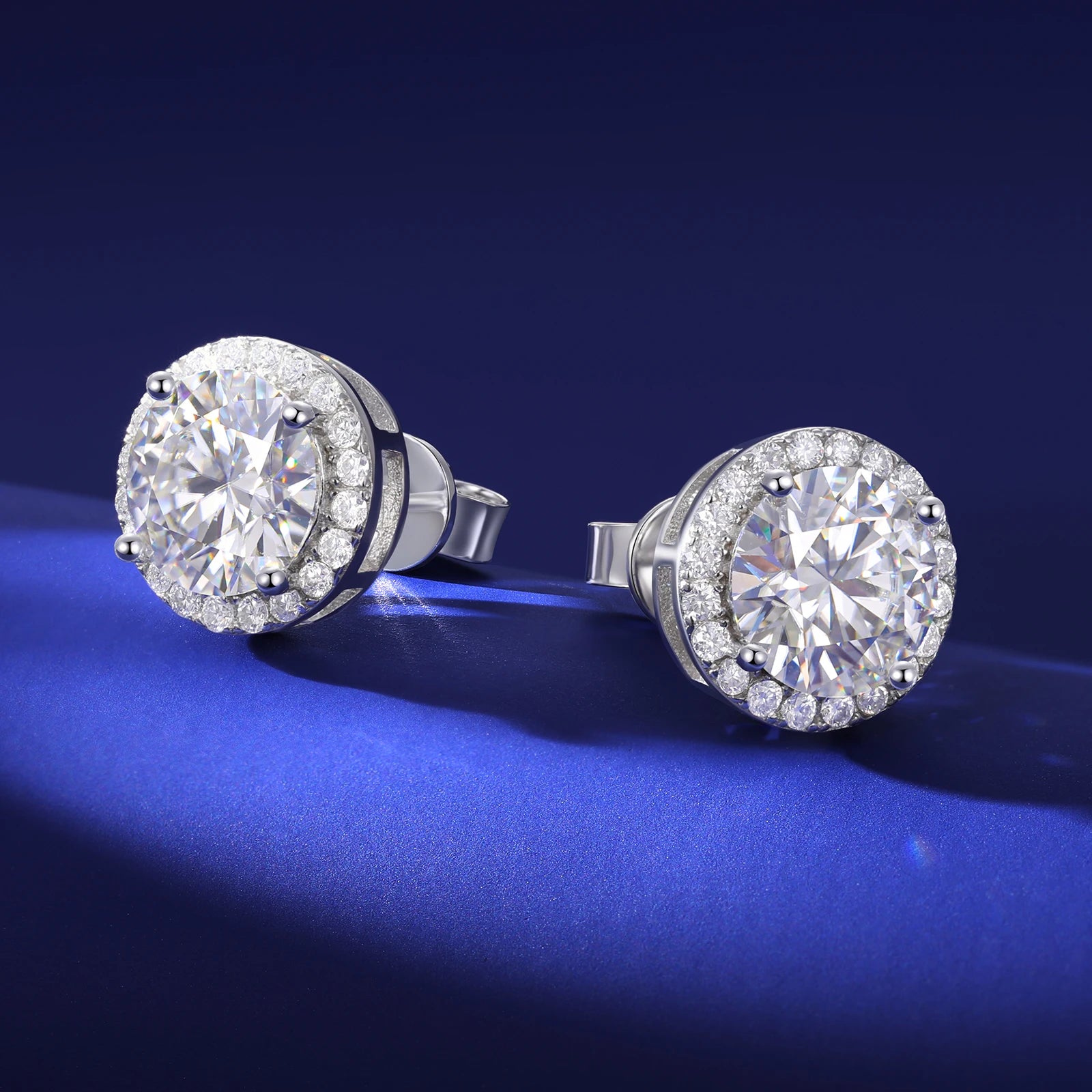 Trendy Jewelry White Gold Plated 925 Sterling Silver VVS Moissanite Diamond Cluster Screw Back Stud Earrings for Men Women