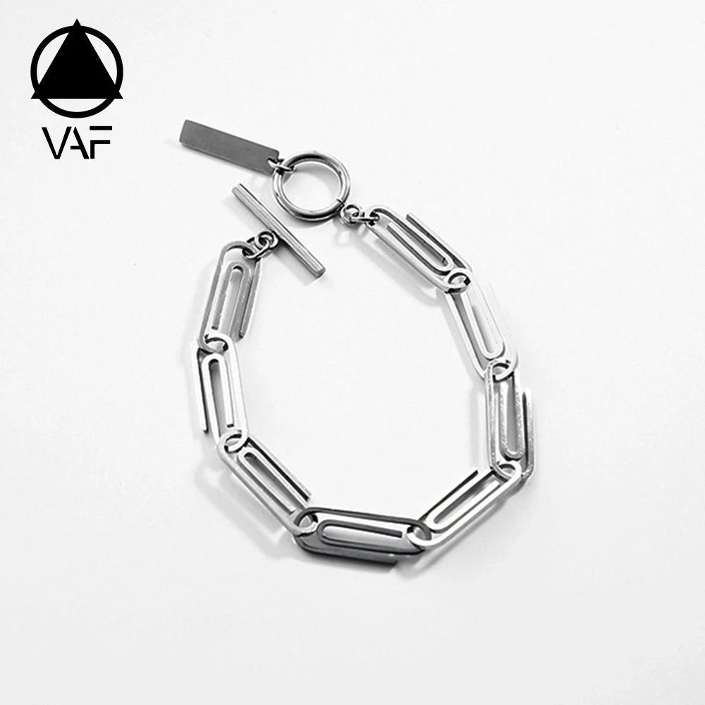 VAF Custom Logo OT Buckle Paper Clip Bracelet Stainless Steel Bracelet Pulsera De Hombres Pulseras-Por-Mayor
