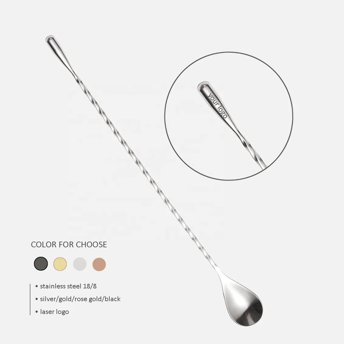 CAMPARI Long Handle Cocktail Mixing Spoon 18/8 Stainless Steel Bar Tool