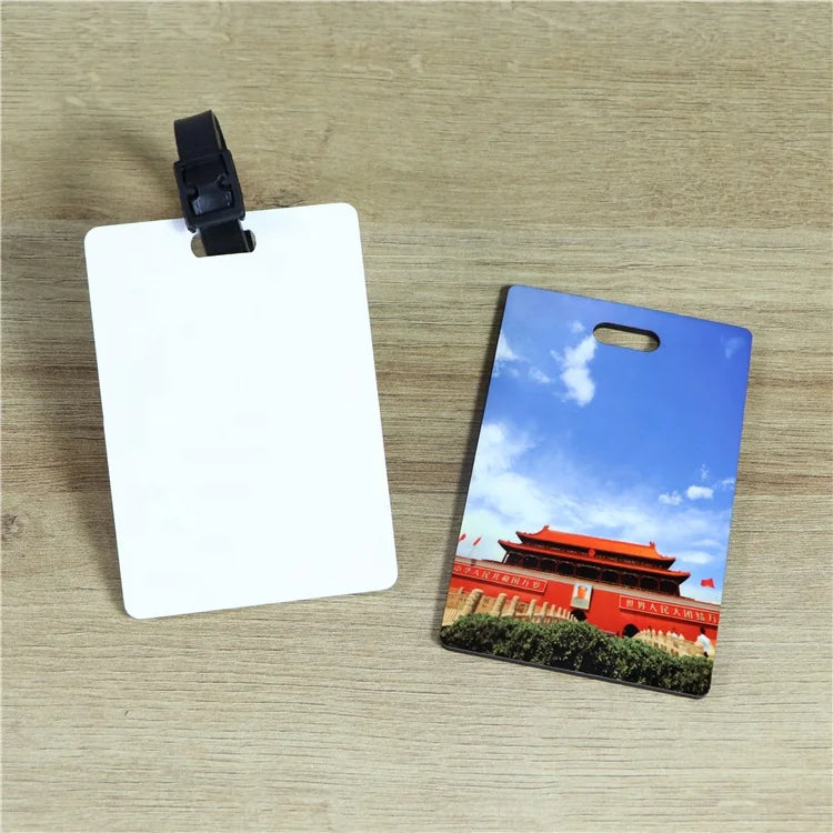 Personalized Custom Eco-Friendly Modern Double Sided DIY Sublimation Dog Tag Wooden Bag Tags MDF Blank Luggage Tags