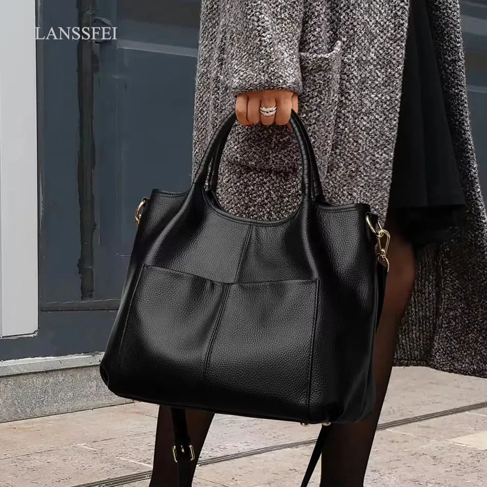 Custom Leather Handbag Luxury Fashion Crossbody Bag Large Capacity Genuine Leather Bag for Office Wholesale Shoulder Bag Low MOQ MegaBDM