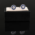New High Quality Fashion Round Silver Plated Blue Diamond Crystal Mens Cufflinks Wholesale