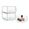 New Transparent Double-Tier Pull-Out Plastic Cosmetics Storage Box Dustproof Makeup Organizer Bedroom Standing Type