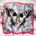 Luxury Butterfly Design Square Satin Imitation Silk Scarf for Women Silk Scarves Wholesale 2023
