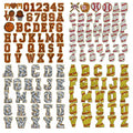 7CM Iron on Sport  Glitter Gold Edge White Yellow Baseball  Pattern Chenille  Letter Number Patches for Hat Clothing Decoration