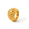 J&D Jewelry 18K PVD Gold Plated Exaggerate Stainless Steel Statement Lozenge Texture Chunky Finger Ring