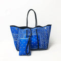 National Open XL Over Size Blue Neoprene Casual Tote Bag Mommy Sport Yoga